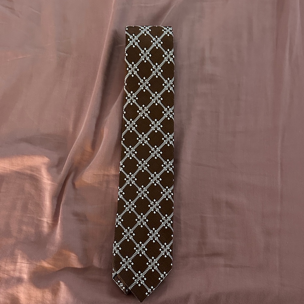 Tom Ford Brown and White Patterned Tie